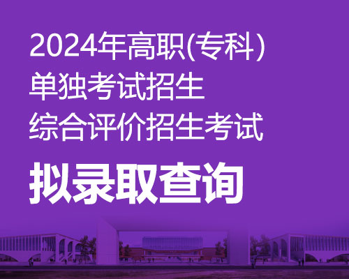 2024年高职（专科）单独考试招生和综合评价招生考试拟录取查询